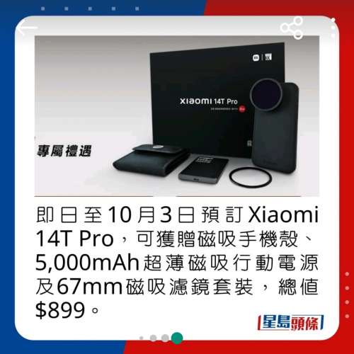 全新未開Xiaomi 14T Pro 手機配件禮盒（含：Xiaomi 14T Pro 磁吸手機殼 & 67mm 磁吸...