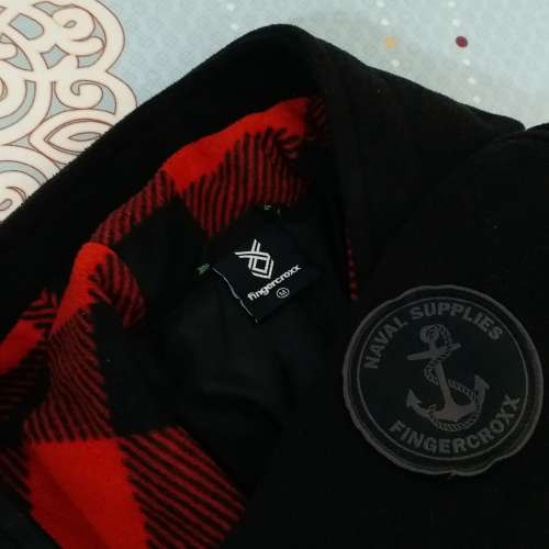 90% 新 Fingercroxx 男裝黑色有帽 duffle coat 漁夫褸 M 碼