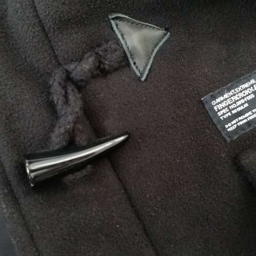 90% 新 Fingercroxx 男裝黑色有帽 duffle coat 漁夫褸 M 碼