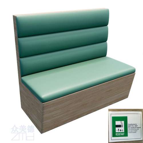 阻燃皮革沙發梳化訂製,西餐廳咖啡廳梳化訂造,英標阻燃防火皮革卡座沙發 梳化製造工廠