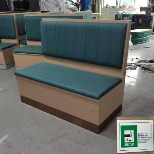 阻燃皮革沙發梳化訂製,西餐廳咖啡廳梳化訂造,英標阻燃防火皮革卡座沙發 梳化製造工廠
