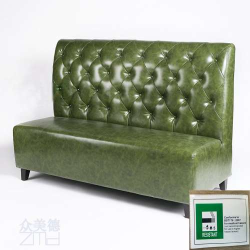 阻燃皮革沙發梳化訂製,西餐廳咖啡廳梳化訂造,英標阻燃防火皮革卡座沙發 梳化製造工廠