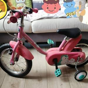 14吋兒童單車 粉紅色 獨角獸95%新 Decathlon迪卡龍 正貨 (2-6歲適用)