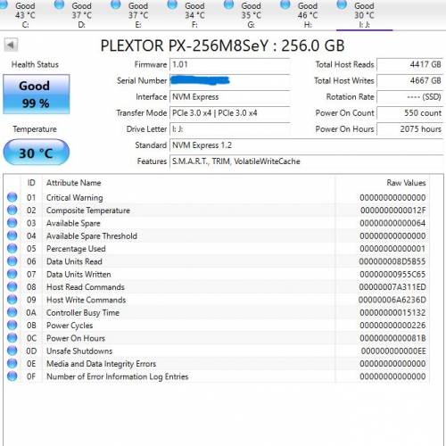 Plextor M8SE(Y) 256GB PCIE SSD (請睇詳情）