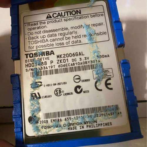 Toshiba 1.8 inch disk drive 20GB