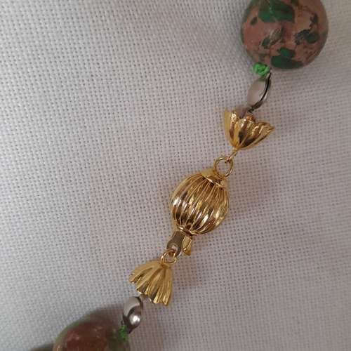 古舊松石頸鏈14mm 16寸連焊口波仔扣總長度約十八寸。no.27.3.25