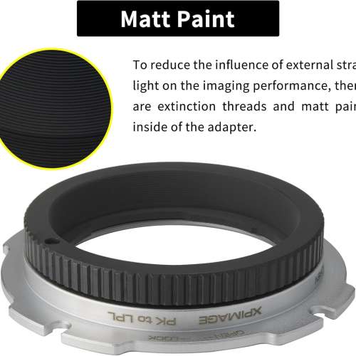 XPIMAGE Pentax K (PK) Mount SLR Lens To Arri LPL (Large Positive Lock) Mount