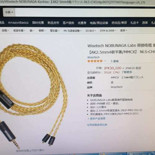 NOBUNAGA Labs最高の頂級耳機升級線 冷凍 處理 -156℃/72時間 鍊製/ 8絞4N純銀鍍金...