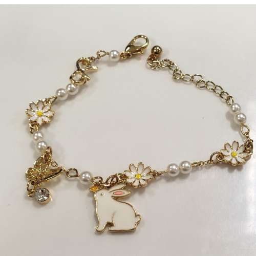 diy 自家制 蝴蝶 花花 珍珠 可愛 兔仔手鏈 cute rabbit flower butterfly bracelet