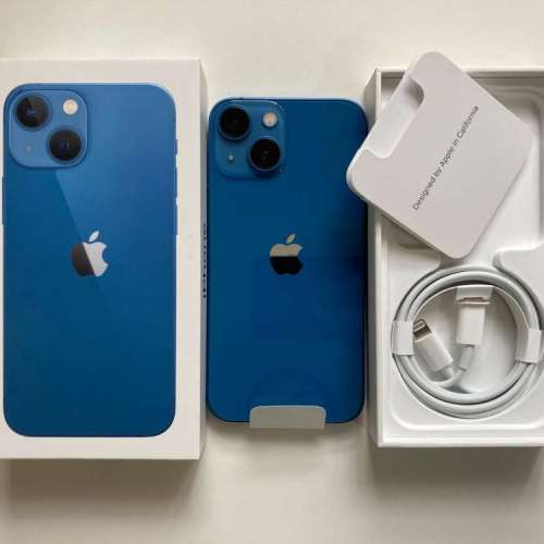 外觀全新 電池84% iPhone 13 mini 256gb 藍色 eSim+實體sim 原裝無拆 90日保養 wha...