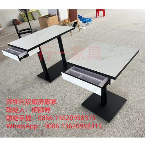 2人枱带抽桶餐枱订造，内地食肆餐枱订造厂家，可储物餐枱批发。