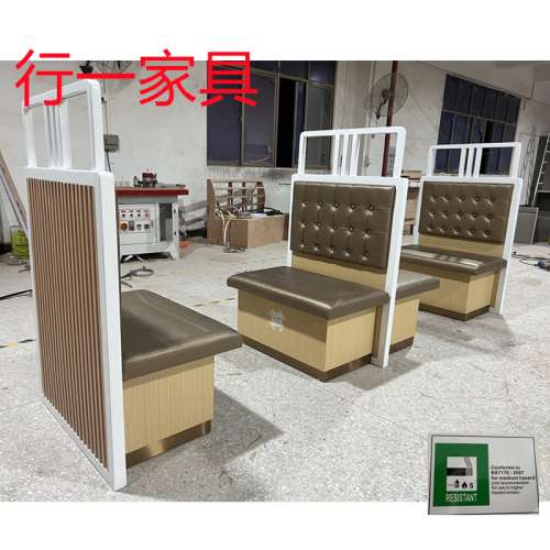 防火皮储物卡位梳化，坐垫可以打开储物卡位梳化订造，带隔断卡位梳化一手厂家定制