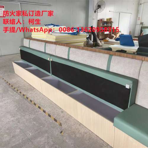 防火皮储物卡位梳化，坐垫可以打开储物卡位梳化订造，带隔断卡位梳化一手厂家定制