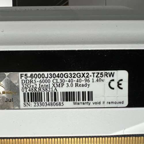 GSKILL Trident Z5 (32G x 2)64GB RGB DDR5-6000 CL30 White