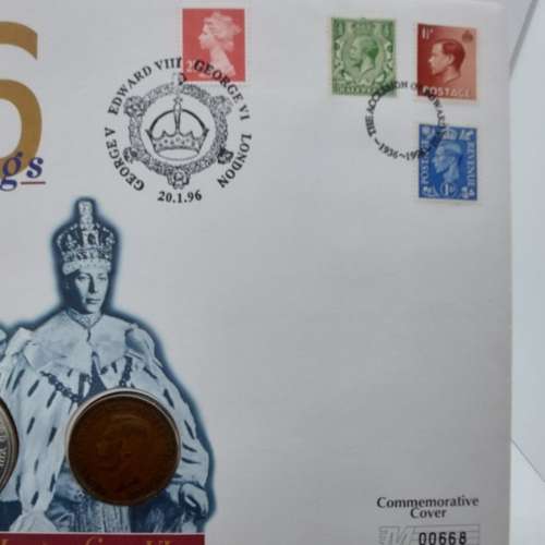GREAT BRITAIN 1996 60th ANNIV YEAR OF 3 KINGS COMMEMORATIVE COIN COVER LONDON