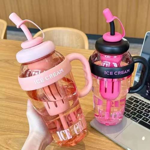 全新大容量水杯 冰霸杯 1400ml 吸管杯 粉紅色 ice cubed cup bottle pink