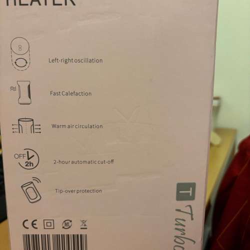 全新粉紅色 TURBO Italy 小型迷你陶瓷暖風機 TCH-619PN  2000W 暖風機 冷熱靜音兩用...