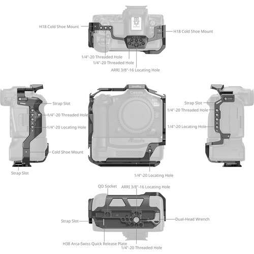 SmallRig Cage for Canon EOS R5 Mark II with CF-R20EP Battery Grip - 5092