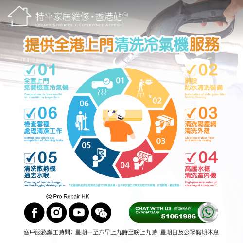 提供全港上門清冼冷氣機服務  【 特平家居維修 • 香港站™ 】 Whatsapp: 51061986