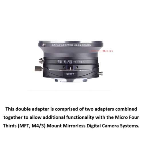 LAINA Double Adapter, Mamiya 645 (M645) And Canon EOS To M43 Tilt & Shift II