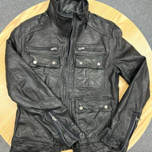 意大利男庒型格牛皮皮褸 （size M)