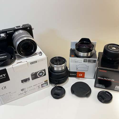 Sony NEX6 + SEL1855 + SEL16F2.8 + fisheye adaptor + Sigma 30mmF2.8