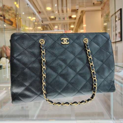 CHANEL經典菱格黑色托特包