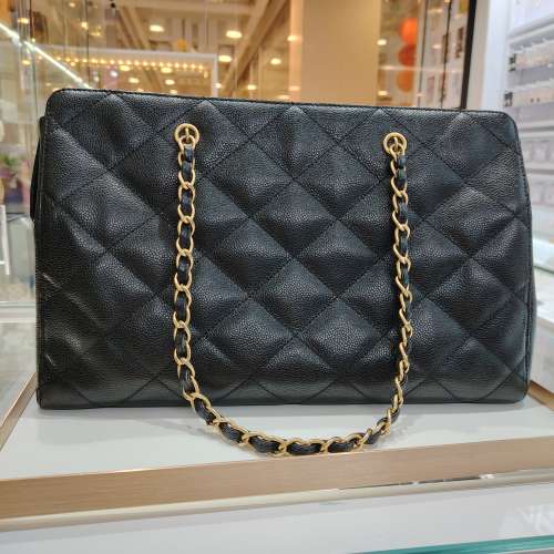 CHANEL經典菱格黑色托特包