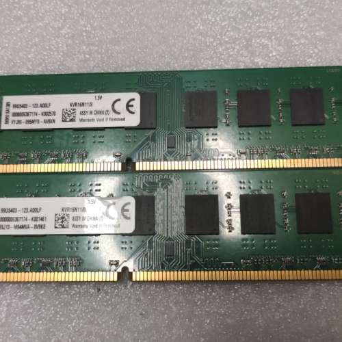 Kingston DDR3 1600 16GB Ram  (8x2) Desktop Ram 雙面