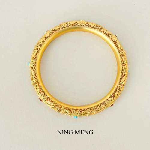 復古古法工藝黃金手鐲