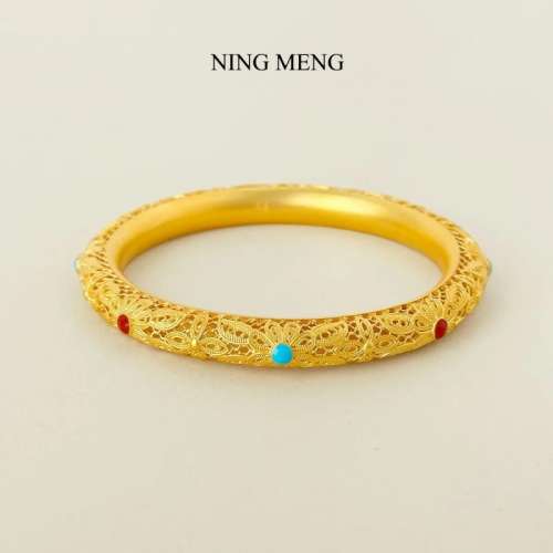 復古古法工藝黃金手鐲