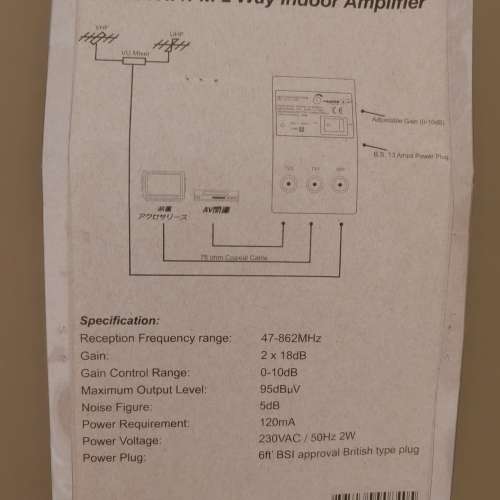 Super A628 antenna amplifier 電視信號放大器