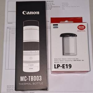 Canon LP-E19 原廠相機電池 + Canon 鏡頭造型不鏽鋼保溫杯 for R1 R3 1D X Mark III