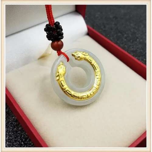 金鑲玉吊墜，9999新，帶精美禮盒