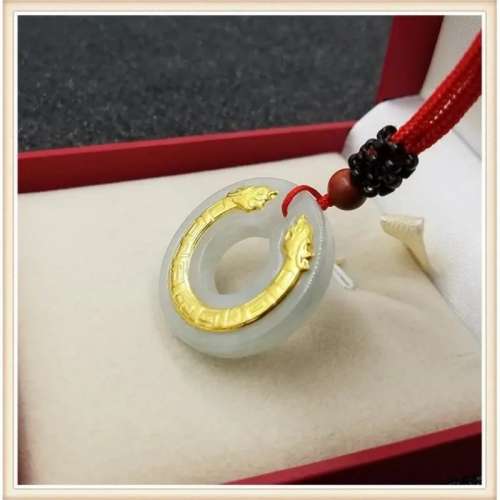 金鑲玉吊墜，9999新，帶精美禮盒
