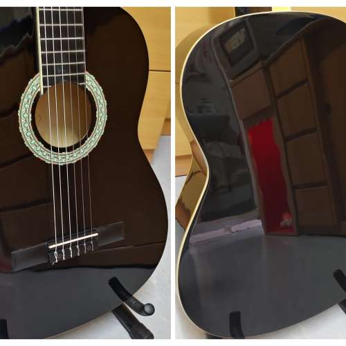 黑色古典電木結他(可插AMP) + 結他盒