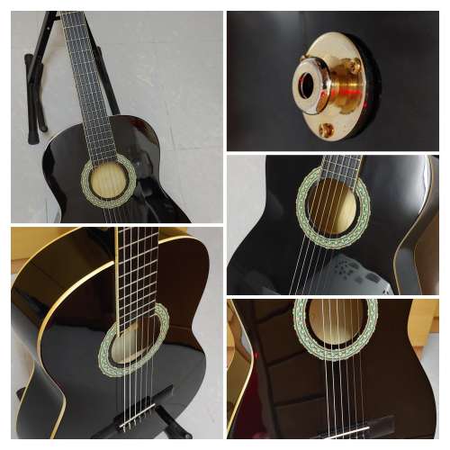 黑色古典電木結他(可插AMP) + 結他盒