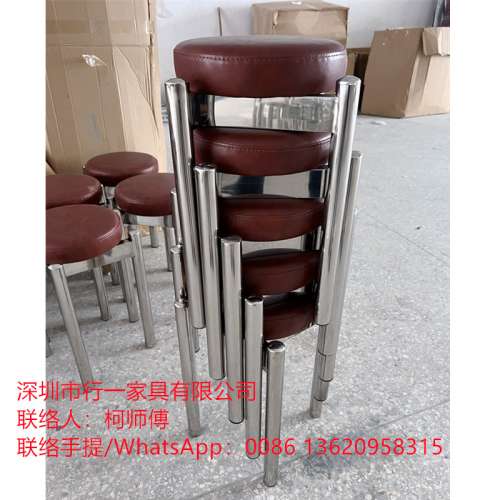 简餐店实木櫈子，矮凳，不锈钢櫈子，快餐店小圆櫈内地厂家批发，配有BS.7176防火证书