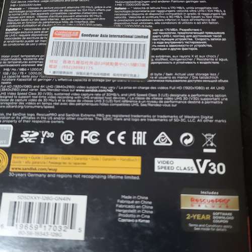 sandisk SD卡 V30 R170/W90  4K 180元2张