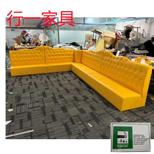 香港冰室转角卡位梳化订造，L型sofa度尺出图，防火卡位梳化一手厂家批发