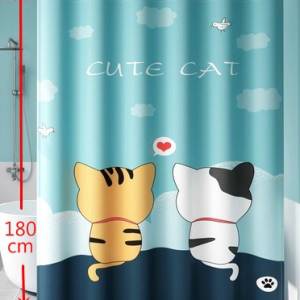 全新CUTE CAT浴簾--可愛貓浴帘--高180 cm x 濶100 cm--連膠環--48元--高和濶可自行...