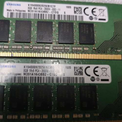 Samsung DDR4 2666 16GB 8x2 廠機Desktop Ram 單面