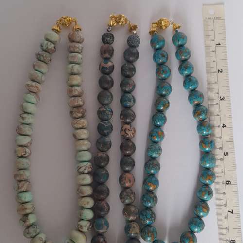 古舊松石頸鏈14/15mm 16寸連焊口波仔扣總長度約十八寸,單一條三百三十元，一手三條...