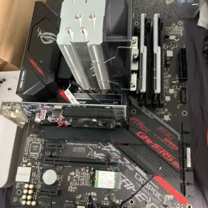 電腦組合rog strix b460-h gaming、AG400散熱器、g.skill d4-3000 8g x2、lexar 256g