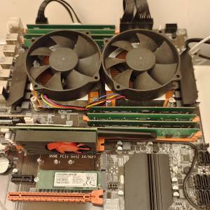 X99主板, 2粒E5 2697A V4(32核),  8*4GB 2400(4路D4 32GB), WIFI卡, 128GB SSD