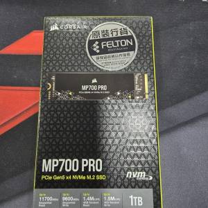 $950全新Corsair MP700 PRO PCIe Gen5 x4 NVMe 2.0 M.2 SSD 1TB (CSSD-F1000GBMP70...