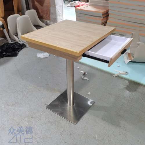 茶餐廳防火板儲物餐枱，實木餐桌，帶抽屜餐檯，餐廳傢私訂造工廠