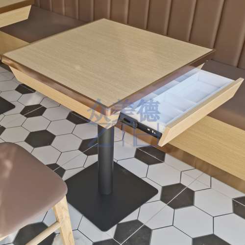 港式茶餐廳傢私，餐枱，冰室餐廳傢私，防火膠板餐桌，帶抽屜儲物餐枱