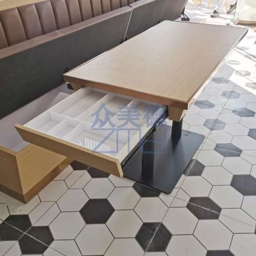 港式茶餐廳傢私，餐枱，冰室餐廳傢私，防火膠板餐桌，帶抽屜儲物餐枱
