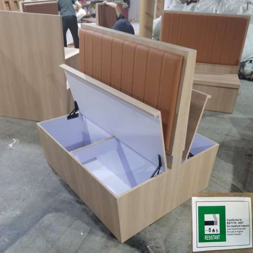 茶餐廳儲物櫃卡位梳化，防火膠板卡位梳化，餐廳雙面靠背梳化可開防火證書